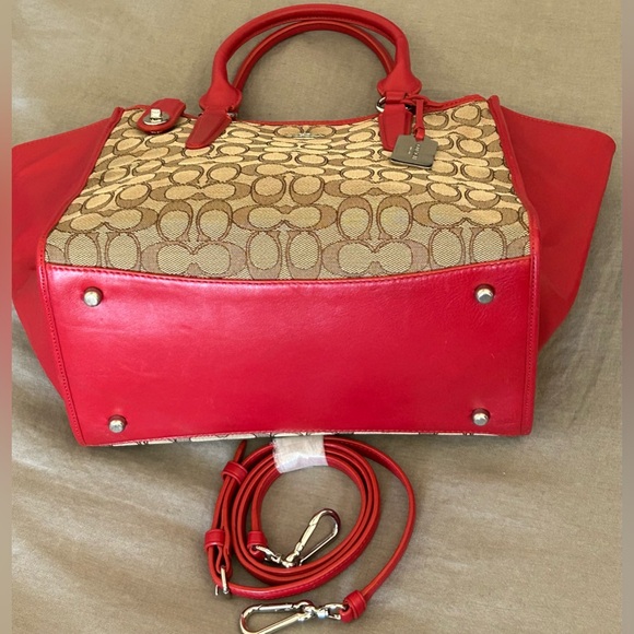 COACH Crosby Signature C Jacquard Canvas & Smooth Leather Carryall Tote Bag - Picture 7 of 12